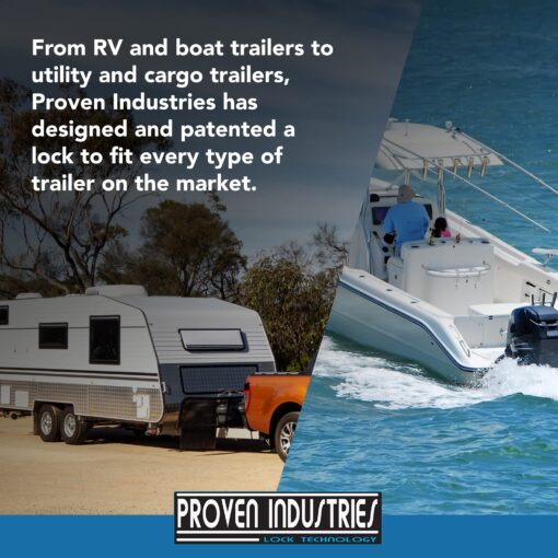 Proven Industries Model 2178-A Trailer Lock, Fits 2-Inch Yoke-Latch Trailer Couplers, Secures Safety Chains, Made in The USA, (Blue) - Image 2