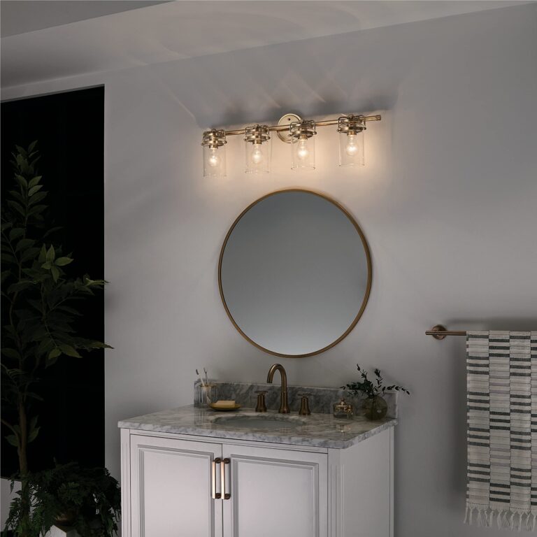 Kichler Brinley 4 Light Vanity Light with Clear Glass in Champagne Bronze, (32.5" W x 10.25" H), 45690CPZ - Image 2