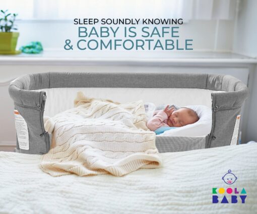 3 in 1 Baby Bassinet, Bedside Sleeper, & Playpen, Easy Folding Portable Crib (Grey)- KoolaBaby (Bassinet) - Image 2