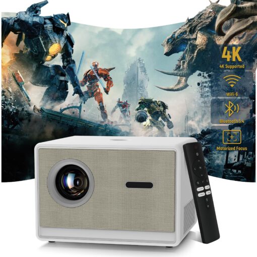 Projector with WiFi and Bluetooth｜3 Years Protection｜600ANSI Native 1080P/4K Supported｜Electric Focus Keystone Short Throw Projector for Indoor/Outdoor Theater/iOS/Android/PPT｜2025 US Version