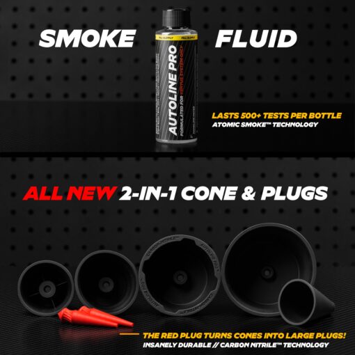 AutoLine Pro Automotive Ventus Smoke Machine Leak Tester EVAP Vacuum - World's #1 Self-Powered Li-Ion Battery Unit - OEM Odorless Fulid Lasts 500 Tests - Built-in Air Compressor - Cone Cap Plugs - Image 5