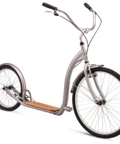 Schwinn Shuffle Adult Scooter, 26-Inch Front Wheel, 20-Inch Rear Wheel, Alloy Linear Pull Brakes, Steel Frame, Grey