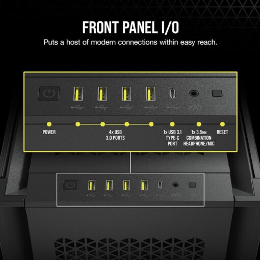 CORSAIR 7000D AIRFLOW Full-Tower ATX PC Case – High-Airflow Front Panel – Spacious Interior – Easy Cable Management – 3x 140mm AirGuide Fans with PWM Repeater Included – Black - Image 7