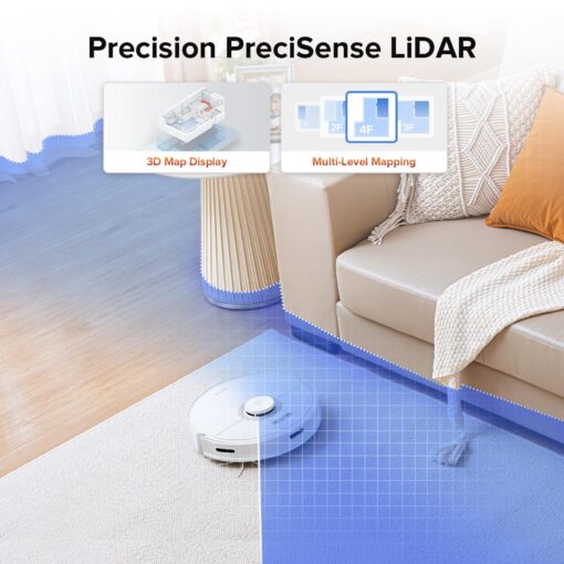 roborock Q7 Max Robot Vacuum and Mop Combo, 30-Level Water Flow Control, 4200Pa Suction, PreciSense LiDAR Navigation, No-Go Zone, No-Mop Zone, App & Voice Control, Ideal for Pet Hair - Image 6