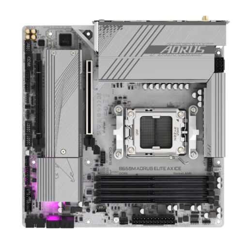 GIGABYTE B650M AORUS Elite AX ICE AM5 LGA 1718 AMD B650 M-ATX Motherboard with 5-Year Warranty, DDR5, 2* M.2, PCIe 5.0, USB 3.2 Gen2X2 Type-C, 2.5GbE LAN, Q-Flash Plus, EZ-Latch - Image 3