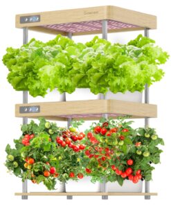 GROWNEER HydroEasy1.0 Hydroponics Growing System Kit, Beginner-Friendly Indoor Garden for Vegetable Fruit Herb, Solid Wood Design, Perfect Gift Idea, Full-Spectrum LED Lights for Maximum Growth