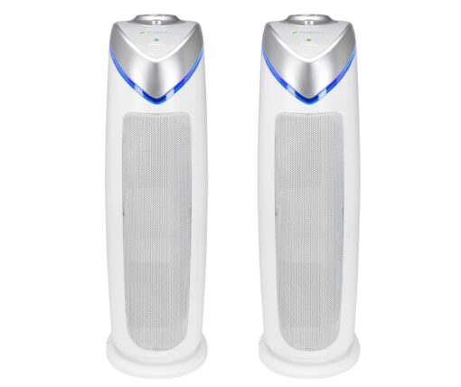 GermGuardian Air Purifier with HEPA 13 Filter, Removes 99.97% of Pollutants, Covers 743 Sq. Foot Room in 1 Hour, UV-C Light Helps Reduce Germs, 22 Inch, 2-Pack, White, AC4825W2PK