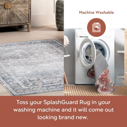 nuLOOM 9' x 12' Splashguard Machine Washable Area Rug with Waterproof Spill Proof Surface, Non Slip Backing and Stain Resistant for Living Room, Bedroom, Kitchen, Dining Room, Anise Ivory - Image 9