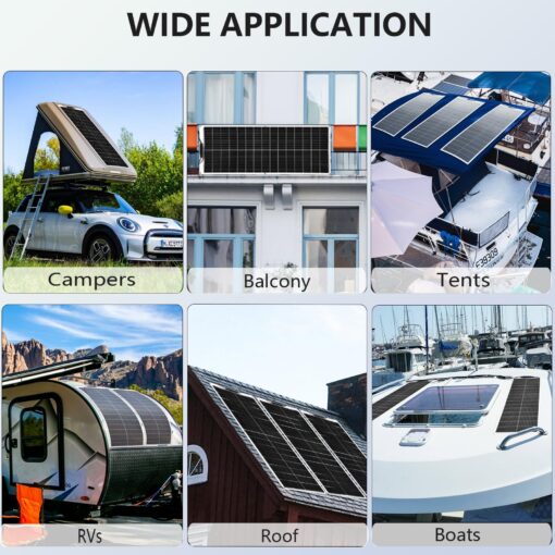 XINPUGUANG Solar Panel 200W 12V Flexible System Kit,2X100W Monocrystalline Fiberglass Module 20A Controller Extension Cable for Off Grid Home,RV,Caravan,Boat and Other Battery Charger（200W - Image 2