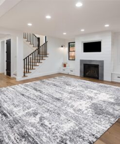 Keen Home Design Area Rugs - 9x12 Non-Shedding, Abstract Rugs for Kitchen, Living Room, Bedroom, Dining Room, Entryway - Size: 9'2" x 11'11", Abstract Cream/Grey