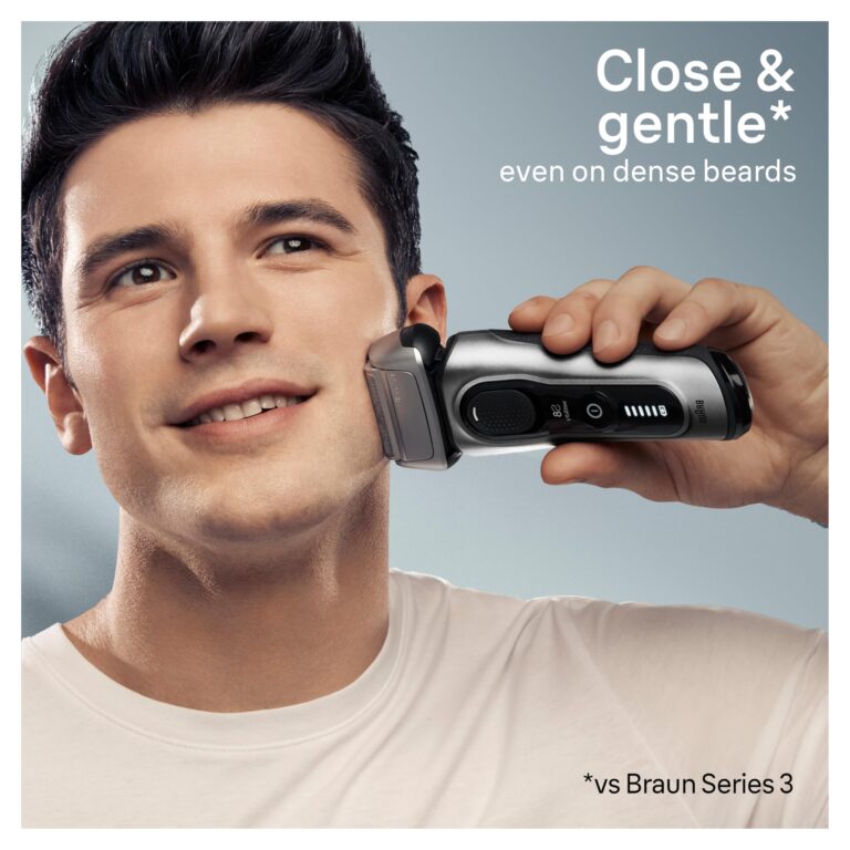 Braun Series 8 Electric Razor for Men, with 4+1 Shaving Elements & Precision Long Hair Trimmer, Close & Gentle Even on Dense Beards, Wet & Dry Electric Razor with 60min Runtime, 8517s Galvano Silver - Image 6