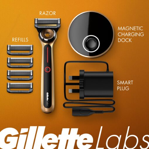 Gillette Labs Heated Razor Gold Edition - 1 Handle, 5 Blade Refills, 1 Charging Dock - Image 7