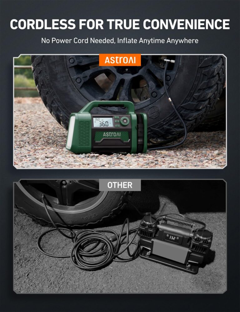 AstroAI TC3 Air Compressor Portable Tire Inflator Offroad Air Compressor for Truck 150PSI with Digital Display Air Pump for Car Heavy Duty for 4x4 Vehicle, RV, SUV, Car Accessories Green - Image 3