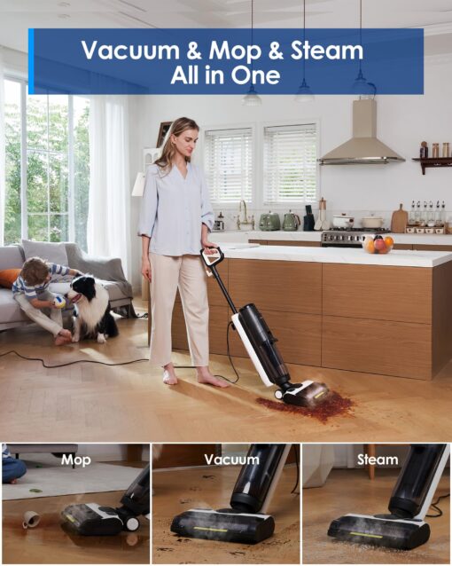 Tineco iFLOOR 5 Steam Corded Wet Dry Vacuum All-in-one, Steam Mop Hardwood Floor Cleaner Great for Sticky Messes, 248℉ High-temp Steam, Self-cleaning with steam - Image 9