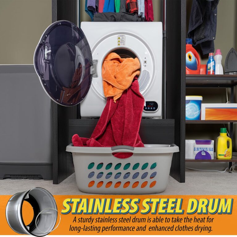 Deco Home 1400W Front Load Laundry Tumble Dryer Machine with Stainless Steel Tub, 4 Drying Programs, Automatic Humidity Sensor, LCD Touch Panel, Exhaust Pipe - Image 6