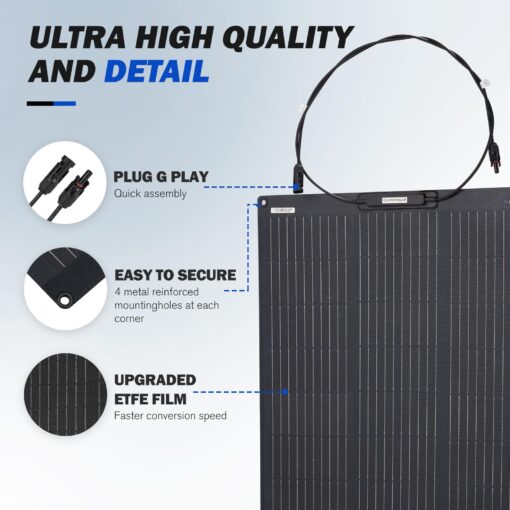 ATEM POWER Monocrystalline Solar Panel Flexible 245° Bendable 100W 12V Portable Solar Charger with Uneven Surfaces Lightweight for RV Tent Roof Boat Cabin Marine Camping - Image 6