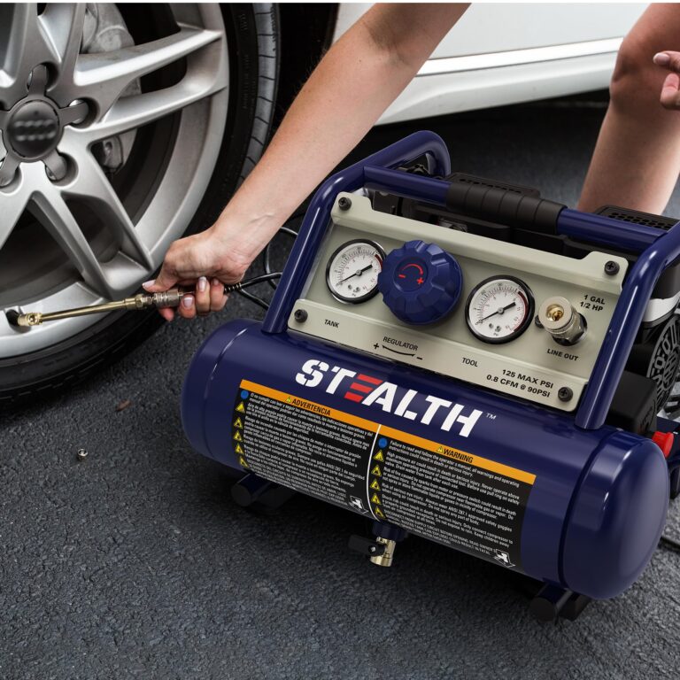 STEALTH Air Compressor 1 Gallon, 1/2HP Max 125 PSI, Induction Motor, 0.8 CFM@90PSI, 1.3 CFM@40PSI, Oil-Free Maintenance Free Light Weight Electric Air Tools for Drilling, Nailing, Grinding, SAUQ-1105 - Image 4