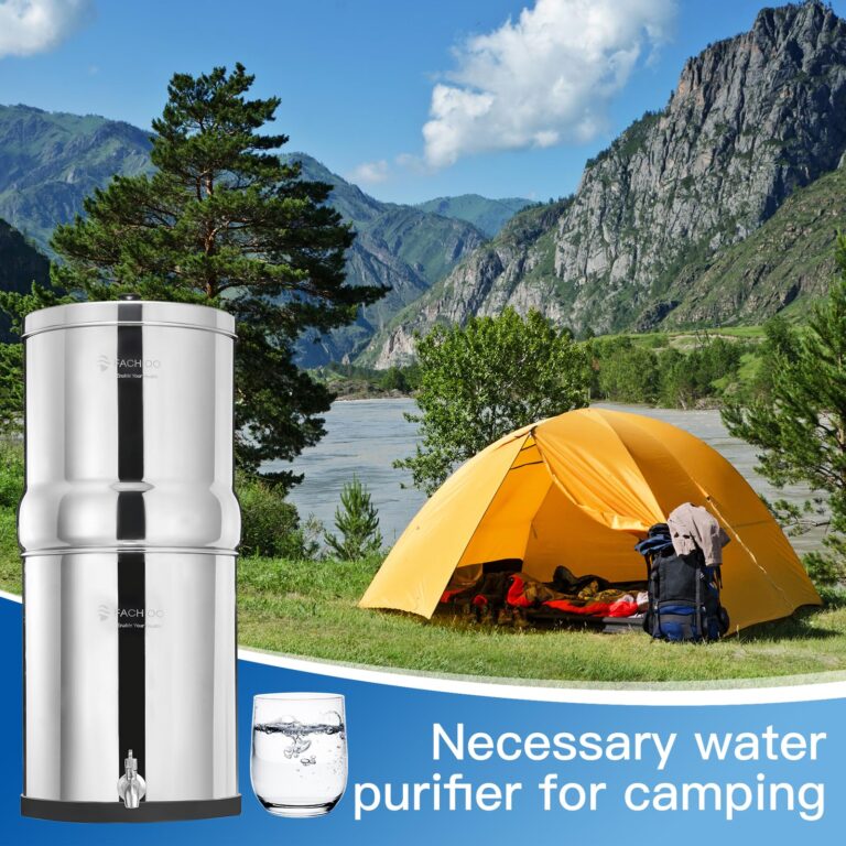 FACHIOO 2.25 Gallon Stainless Steel Gravity-Fed Water Filter System with 2 White Ceramics Purification Washable Filter, Portable Countertop Filter System for Home and Outdoor Camping Use - Image 9