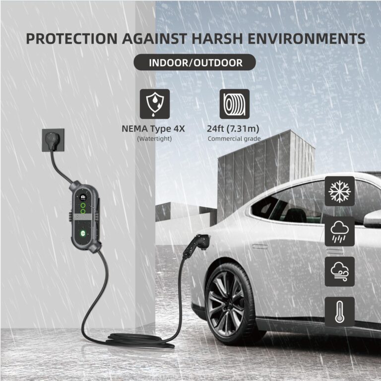 CHARGEWARE Level 2 Smart EV Charger with App Control, Up to 9.6kW, ETL/FCC/Energy Star Certified, 24ft Cable, Wall Mount and Portable Options, 14-50R to 5-15P Adapter, LCD Display, Dark Gray - Image 4