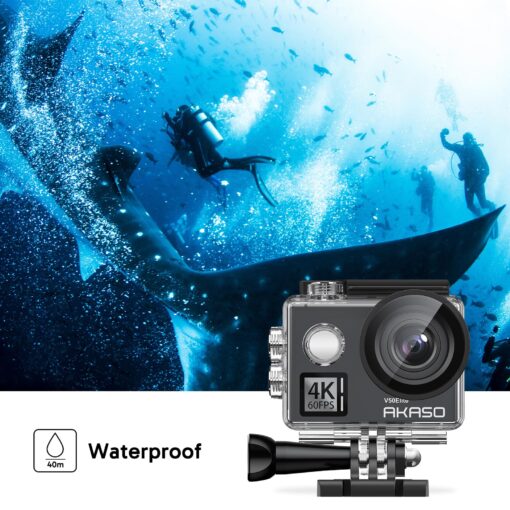 AKASO V50 Elite 4K60fps Action Camera with 128GB MicroSDXC U3 Memory Card Accessories Kit Bundle Voice Control EIS 131 feet Waterproof Camera 8X Zoom Remote Control - Image 6