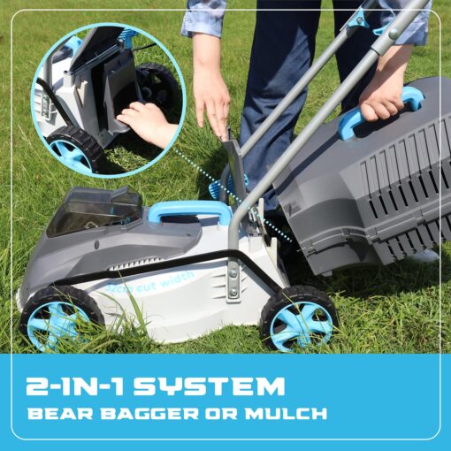 Cordless Lawn Mowers, 15 Inch Lightweight Lawn Mower, 40V Lithium-ion Lawnmower w/Brushless Motor, 5 Cutting Heights Adjustable -Low Noise 2 in 1 Push Mower - Image 6