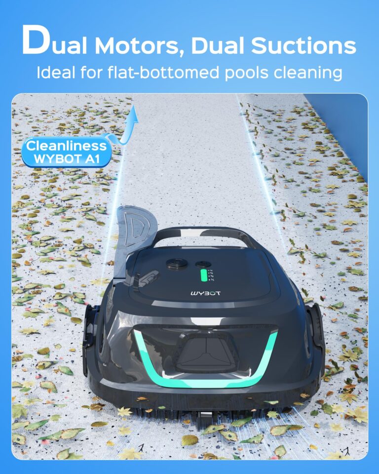 WYBOT Robotic Pool Cleaner, Cordless Pool Vacuum Robot with 120 Mins Runtime, Fast Charging, Powerful Suction, Self-Parking, Double Filters,Ideal for Above Ground Pools up to 1076 Sq.ft - Image 8