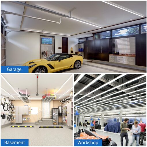JESLED 8FT LED Shop Lights, 72W 6500K 9000LM Super Bright, 8 Foot Integrated LED Light Fixture, High Output, Frosted Cover, T8 Linkable LED Tube Lights for Garage, Wareshouse, Workshop (6-Pack) - Image 4