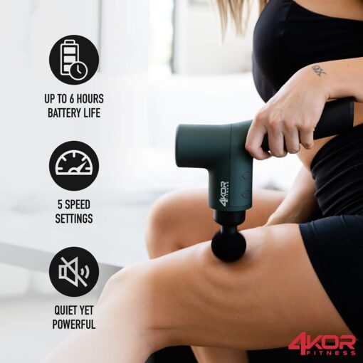 4KOR Fitness Muscle Percussion Massage Gun, Deep Tissue Vibration Massager, Rechargeable Handheld Stimulation, Ultra Quiet - Image 8