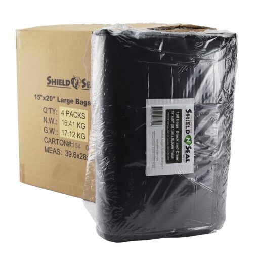 15" x 20" Shield N Seal Clear/Black Vacuum Bags (400 count)