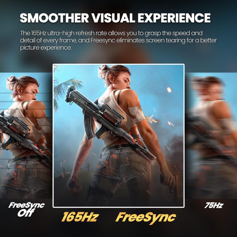 CRUA 34" Curved Gaming Monitor, WQHD 3440x1440, 144Hz/165Hz Computer Monitors, 1500R VA Screen, 120% sRGB, AMD FreeSync, HDMI 2.0 & DP 1.4, Wall Mountable Installs- Black - Image 3