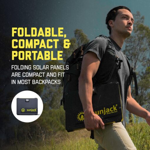 SunJack 60W Folding Portable Solar Panel Charger with Kickstands, IP67 Waterproof ETFE and DC/USB-A QC3.0 / USB-C PD30 for Cell Phone, Laptop, Power Station, Backpacking, Camping, Hiking, Emergency - Image 5