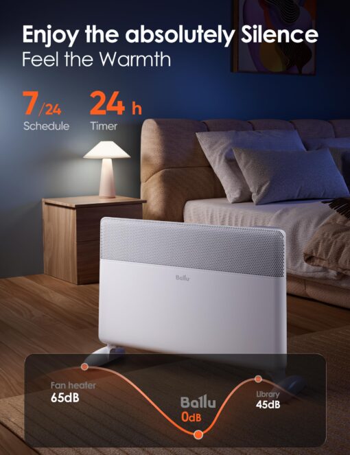 Ballu Convection Panel Space Heater,1500W Whole Room Heater for Indoor Use Large Room with Program Thermostat,Wifi App,Remote,Portable Standing Wall Mount Electric Space Heater Indoor,Work with Alexa - Image 3