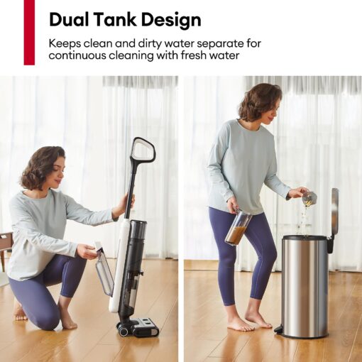 Ultenic Wet Dry Vacuum Cleaner,Cordless Vacuum Mop Combo with Self-Cleaning,Smart Mess Detection,50mins Runtime,3-in-1 Vacuum Mop for Hard Floors,Edge Cleaning,LED Display,Black,AC1 Elite - Image 3