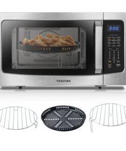 Toshiba Air Fryer Combo 4-in-1 Countertop Microwave Oven, Smart Sensor, Convection, Mute Function, Position Memory 13.6" Turntable, 1.5 Cu Ft, 1000W, Silver, ML-EC42P(SS)