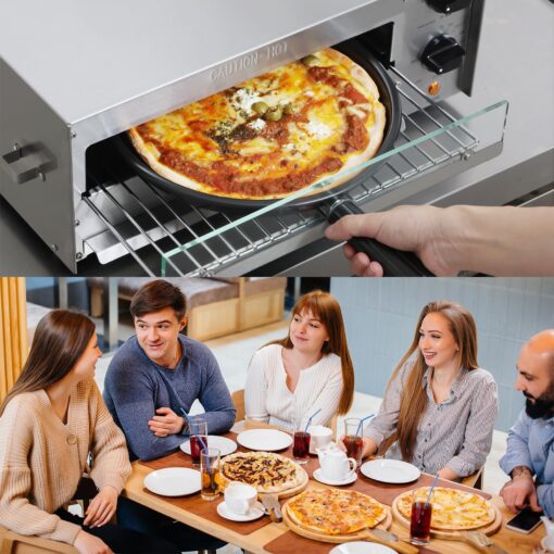 CROSSON Countertop Electric Frozen Pizza Oven For Indoors with 30-minitue Timer,Glass Door and Interior Light,Commercial Pizza Maker for Restaurant and Home Use,120V/1550W (13 Inch) - Image 4