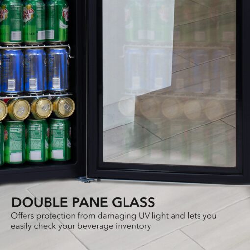 Whynter Beverage Refrigerator with Double-Layer Glass Door, 127-Can Freestanding Drink Mini Fridge, BR-130SB, 3.1 Cubic Feet, Stainless Steel - Image 5