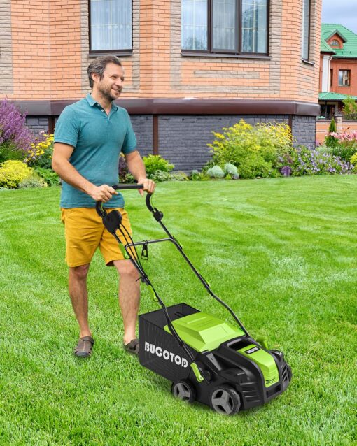 2-in-1 16-Inch Dethatcher & Scarifier Electric Corded, 15 Amp Copper Motor, Electric Lawn Dethatcher with 5-Position Depth Adjustment, 14.5 gal Thatch Bag,Walk Behind for Yard Lawn Garden Care - Image 2