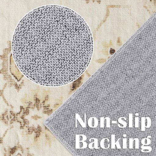 jinchan Area Rug 8x10 Washable Vintage Rug Indoor Floor Print Distressed Carpet Brown Multi Large Accent Soft Kitchen Living Room Bedroom Dining Room - Image 4