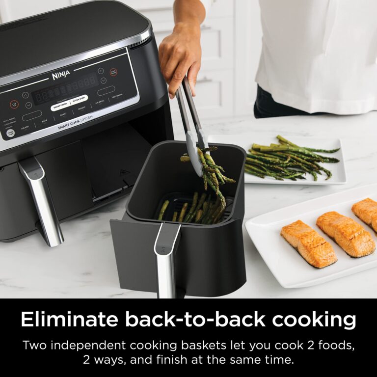 Ninja DZ550 Foodi 10 Quart 6-in-1 DualZone Smart XL Air Fryer with 2 Independent Baskets, Smart Cook Thermometer for Perfect Doneness, Match Cook & Smart Finish to Roast, Dehydrate & More, Grey (Renewed) - Image 8