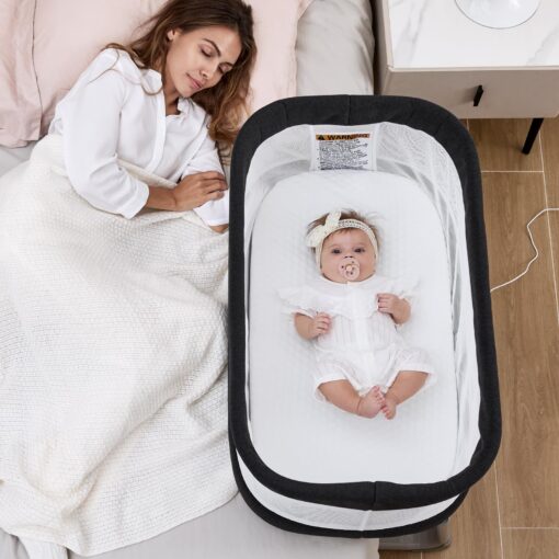 GAIVE Electric Bassinet Baby Bassinets Bedside Sleeper, Auto Rocking Bassinet with Comfy Mattress for Newborn, Portable Bassinets Crib for Infant, Adjustable Height, Breathable Mesh - Image 6