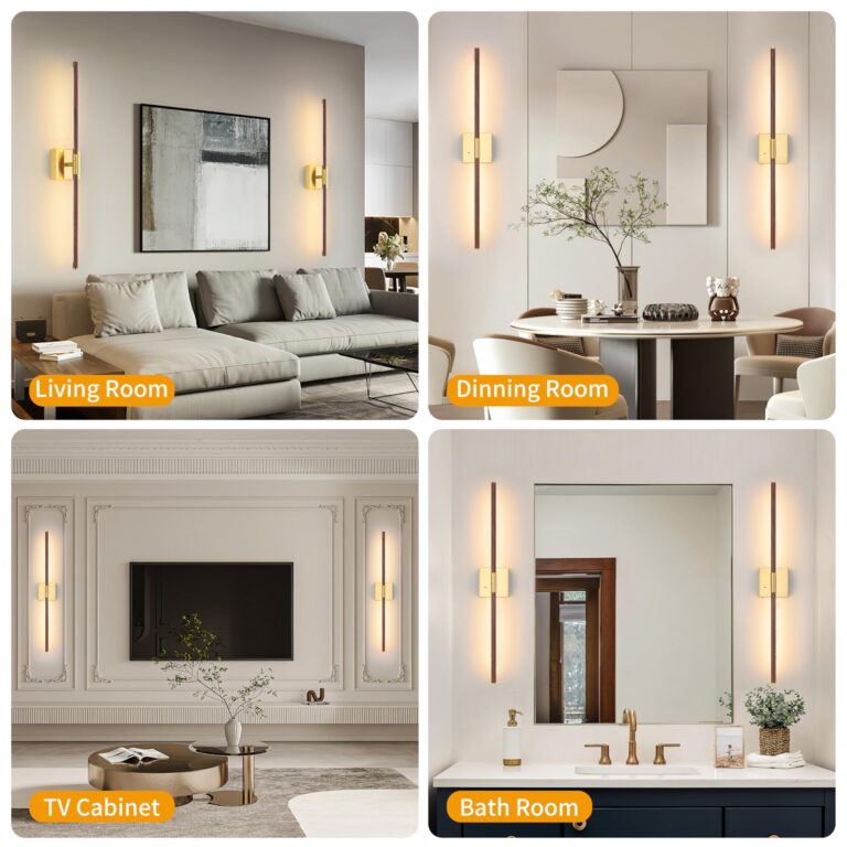 Morauroral Walnut Battery Operated Wall Sconce with Remote Control, Rechargeable Wall Sconces Set of 2, LED Wireless Wall Light, 24″ Modern Sconce Wall Decor for Background Wall, Bedroom, Living Room - Image 4