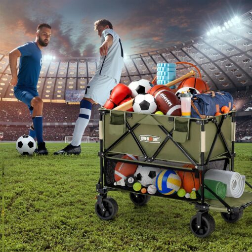Overmont 400L Foldable Double Decker Wagon - Large Capacity Collapsible Wagon Cart- 52" Extra Long Extender - All-Terrain Big Wheels for Camping Sports School Season, Support Up to 450lbs - Image 7