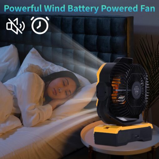 WESTTREE Battery Powered Fan Powerful Airflow Battery Operated Fan Air Circulator Fan for Bedroom,Quiet & 360°Auto Oscillating Fan Rechargeable Fan Camping Fan with LED Light (RGBW) - Image 5