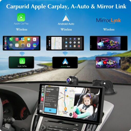 2025 Carpuride W903 Wireless Carplay & Android Auto with Dash Cam - 9.3" HD IPS Touch Car Play Screen for Car, 4K Front & 1080P Rear Camera, Loop Recording, Bluetooth Audio, Mirror Link, GPS, Siri - Image 9