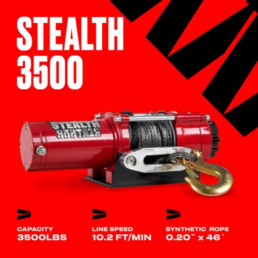 Stealth Winches 3500lb UTV ATV Winch, 12-Volt Electric Winch with 2 Wireless remotes with Synthetic Rope, Perfect for Off-Road Truck Towing Trailer Winch, Portable Winch, Mounting Plate, 12V Winches - Image 9