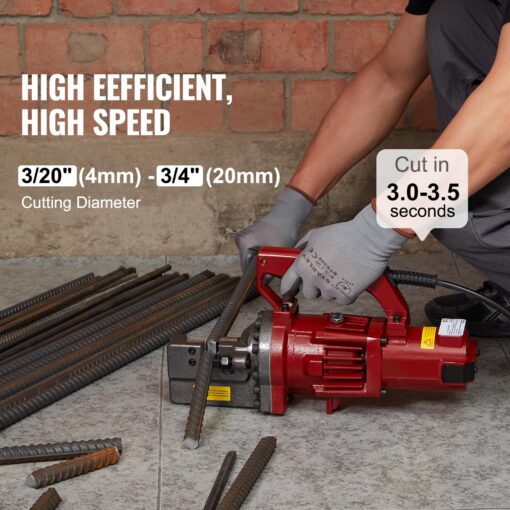 Happybuy Electric Hydraulic Rebar Cutter,1250W Portable Electric Rebar Cutter,Cutting up to 3/4 Inch #6 4-20mm Rebar within 4 Seconds,110V,with Easy to Carry Stainless Box(1250W RC-20) - Image 9