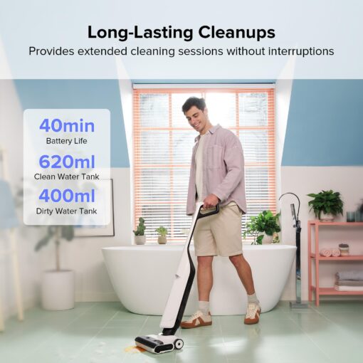 Roborock Flexi Lite Wet Dry Vacuum Cleaner Cordless, Lightweight Vacuum Mop with 17000 Pa Suction, 180° FlatReach Design, Self-Cleaning and Hot Air Dry Floor Cleaner for Mopping Hard Floors - Image 3