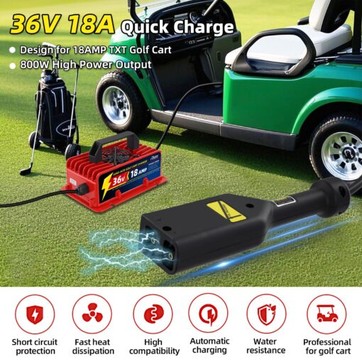 Roykaw 18 AMP 36 Volt Golf Cart Battery Charger, Lead Acid Battery Charger for Golf Cart Compatible with EZGO TXT Electric Models, with D Style Plug, Fast Charging - Image 7