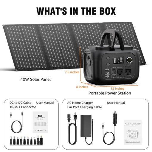 Solar Powered Generator 300W Peak/70400mAh, 260Wh Portable Power Station with Panels 40W Included, Solar Generator with AC Outlet 110V for Home Use, Camping, Outdoor, Power Backup - Image 4