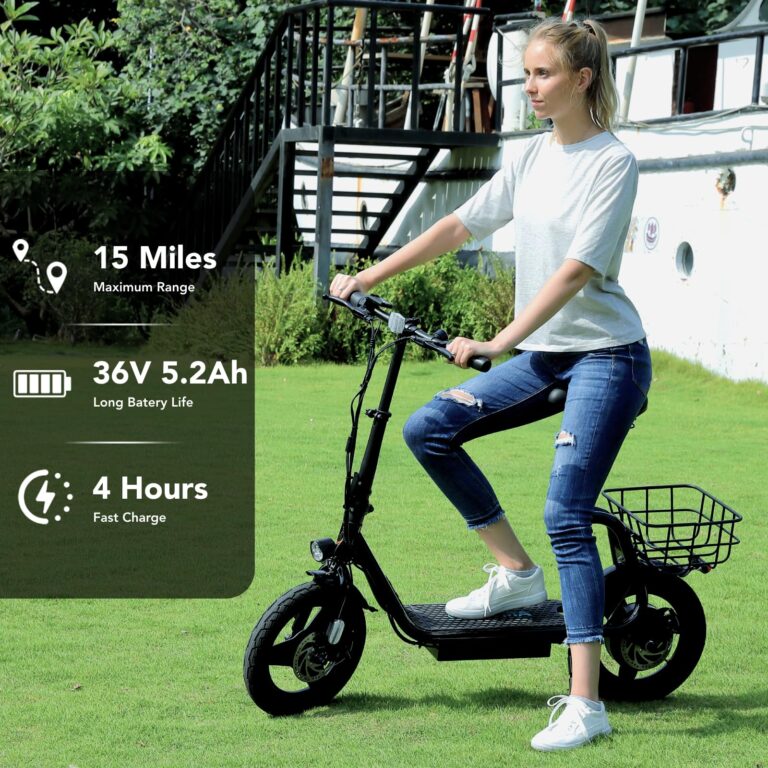 Caroma Electric Scooter with Seat, 560W/819W/1200W Peak Motor, 15/25/30 Miles Range, 20Mph Top Speed, Foldable Electric Scooter for Adults - Image 7